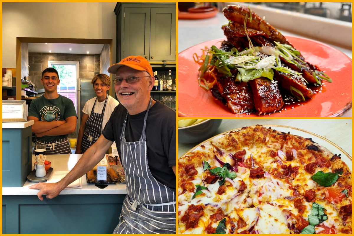 A collage of images of the Chaplais Kitchen team and food served.